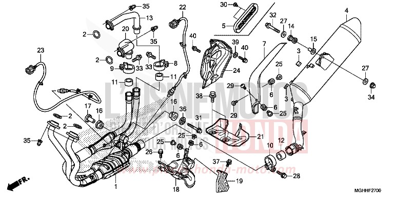SILENCIEUX D'ECHAPPEMENT de VFR1200X "Crosstourer" DCT CANDY PROMINENCE RED (R342) 2017